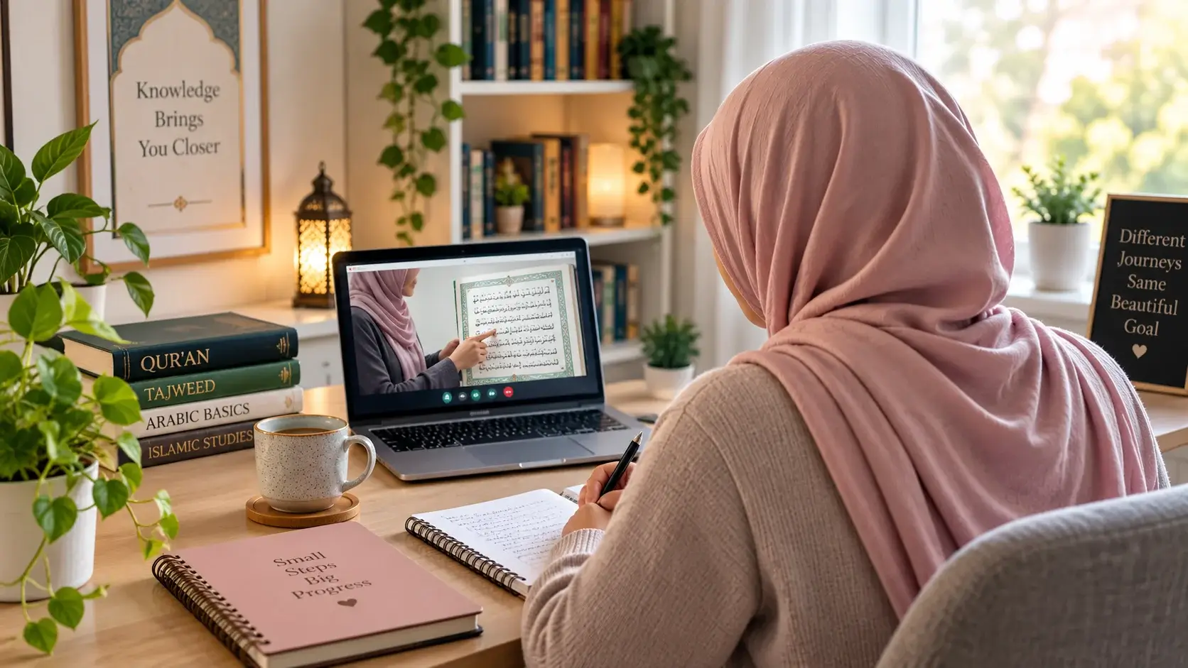 Adult beginners and reverts learning Quran online — judgment-free 1-on-1 classes