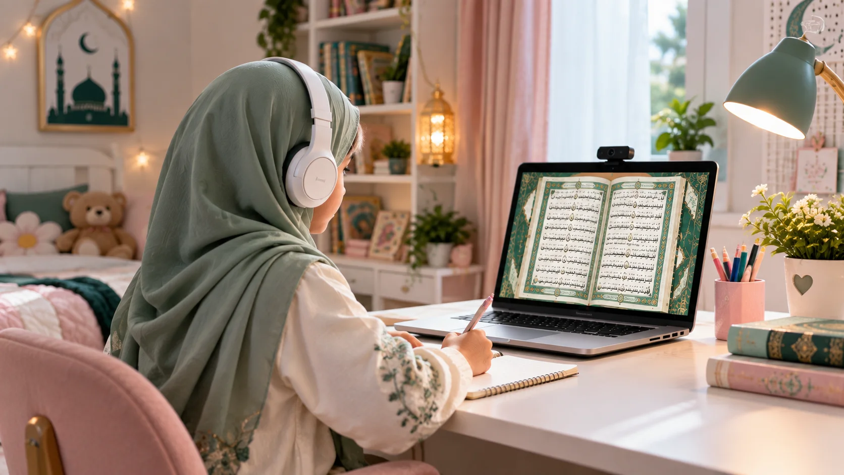 Kids learning Quran online with a certified tutor via Zoom