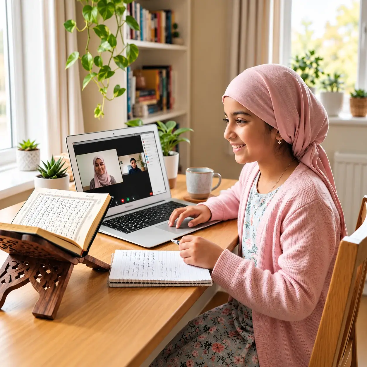 Student learning Quran online via Zoom with a certified tutor — eQuran Classes