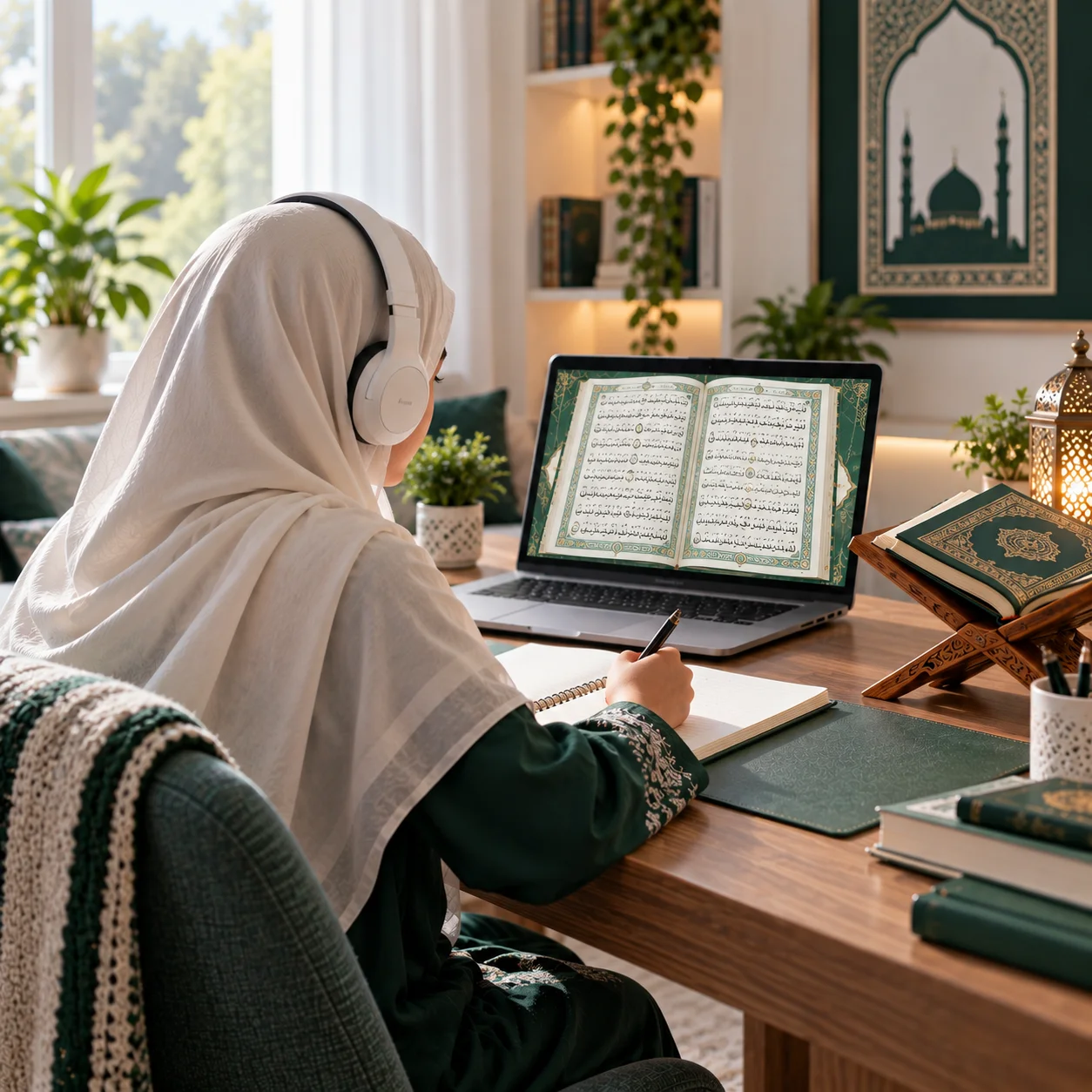How online Quran classes work — live one-to-one Zoom session illustration